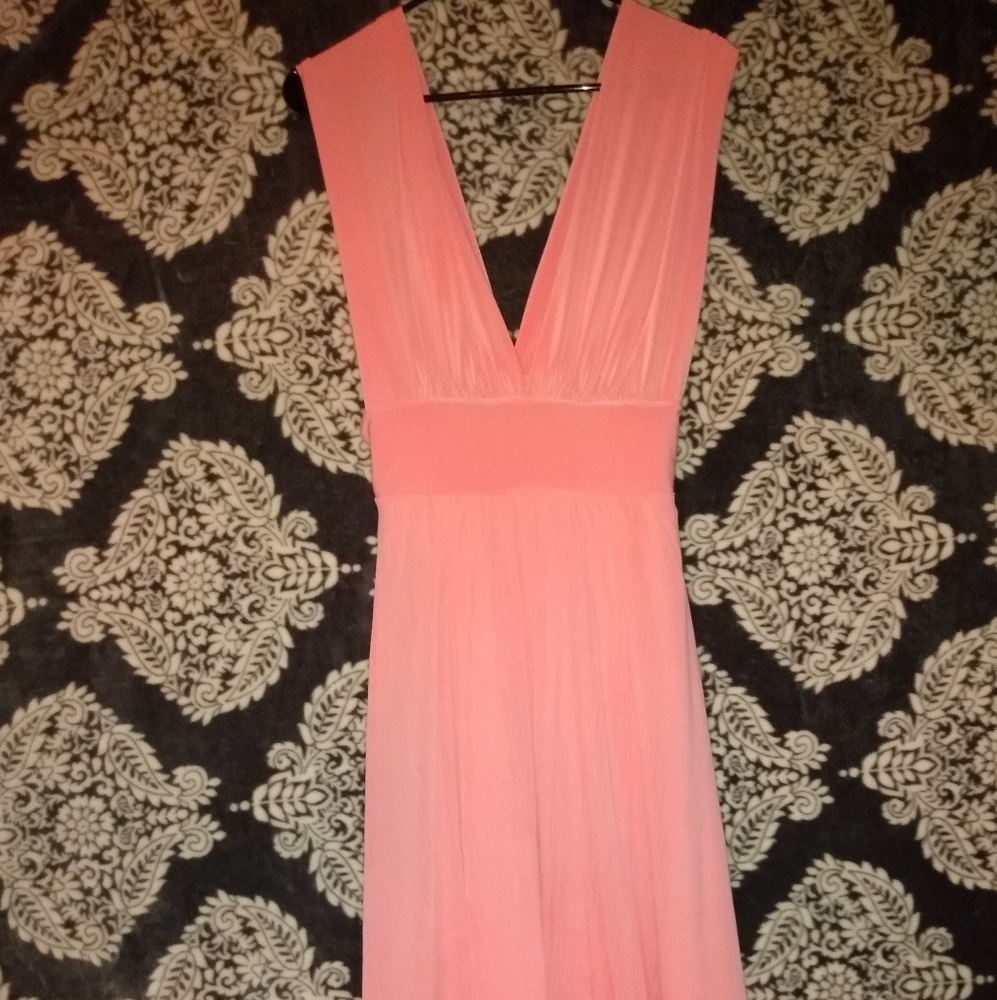 Salmon colored sleeveless dress